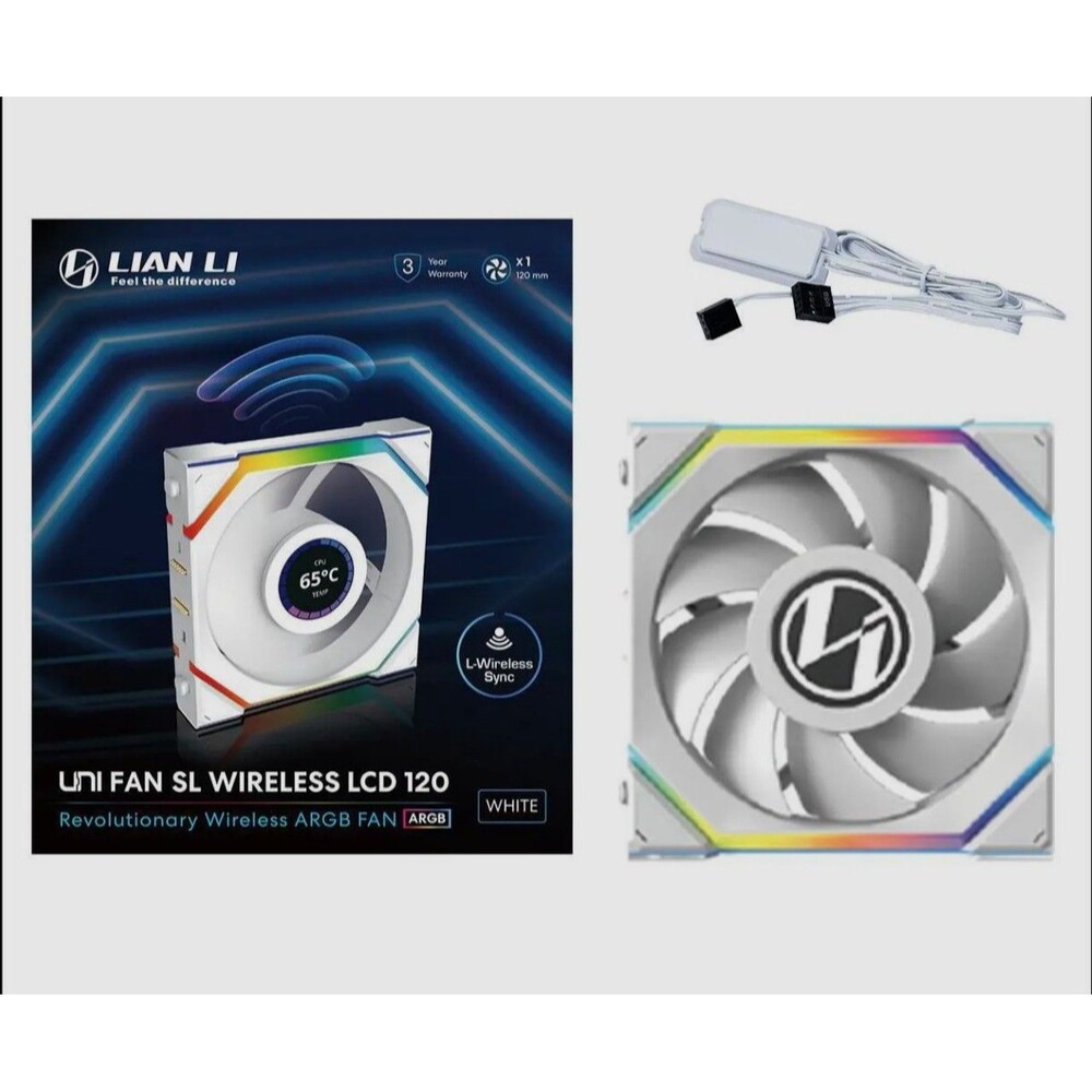 Lian Li UNI FAN SL Wireless LCD 120 Single Pack White - 12SLLCD1W1W